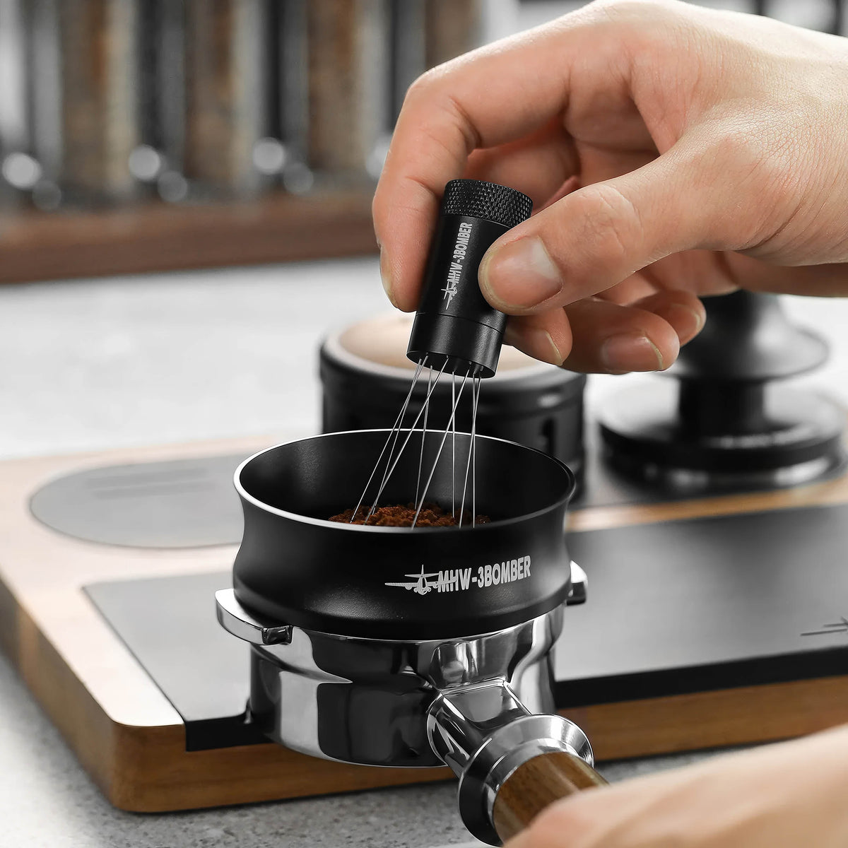 Espresso Magnetic Dosing Ring Aluminum Alloy – side view | Lastaforest