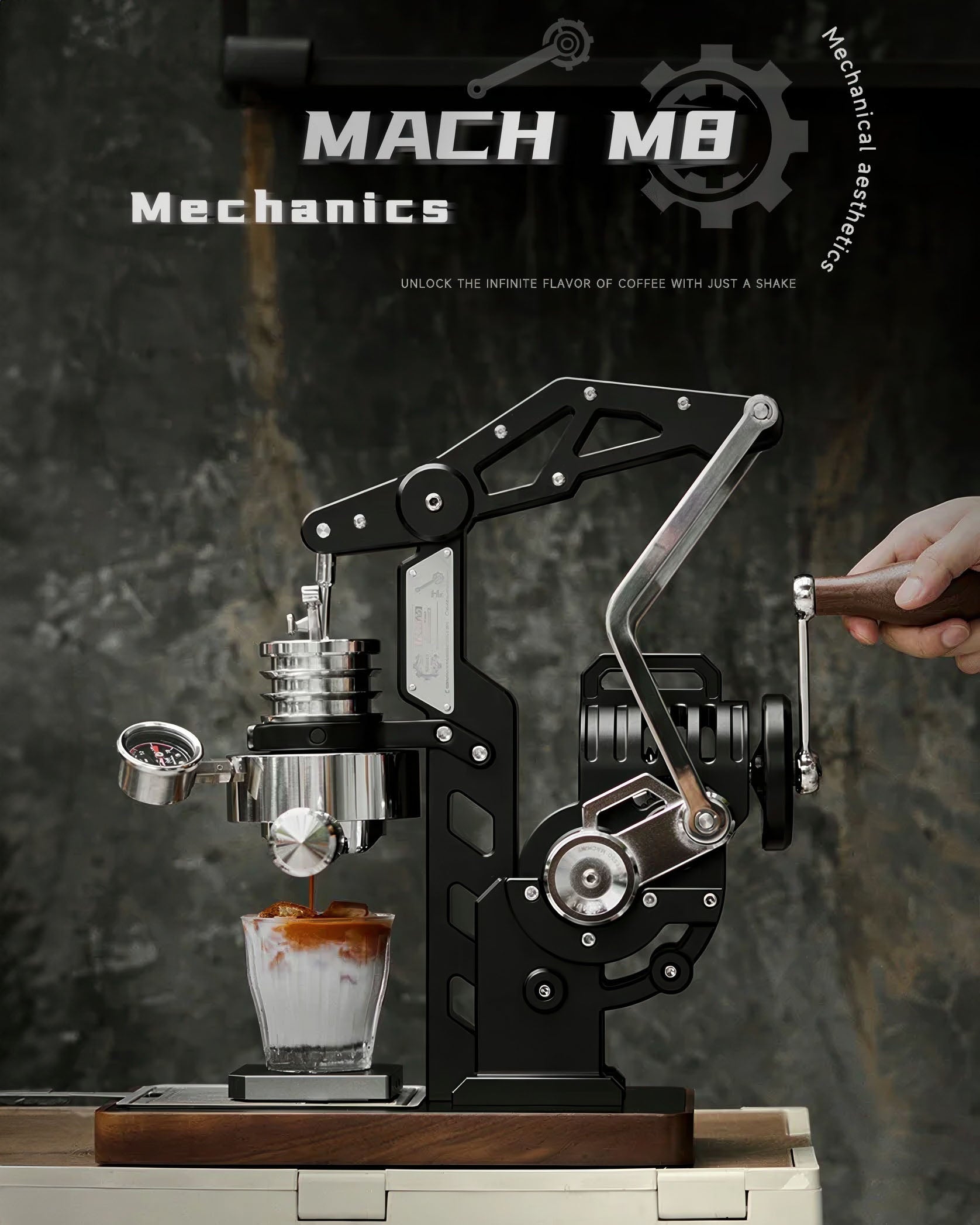 Mach M8 Hand Crank Espresso Machine - MUVNA – detail view | Lastaforest