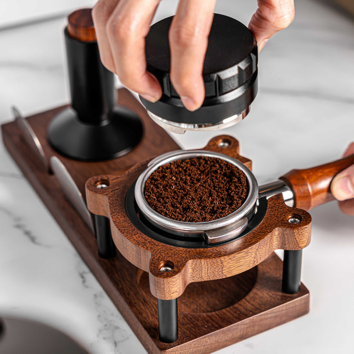 Sapele Wood Espresso Tamper Holder – view 5 | Lastaforest
