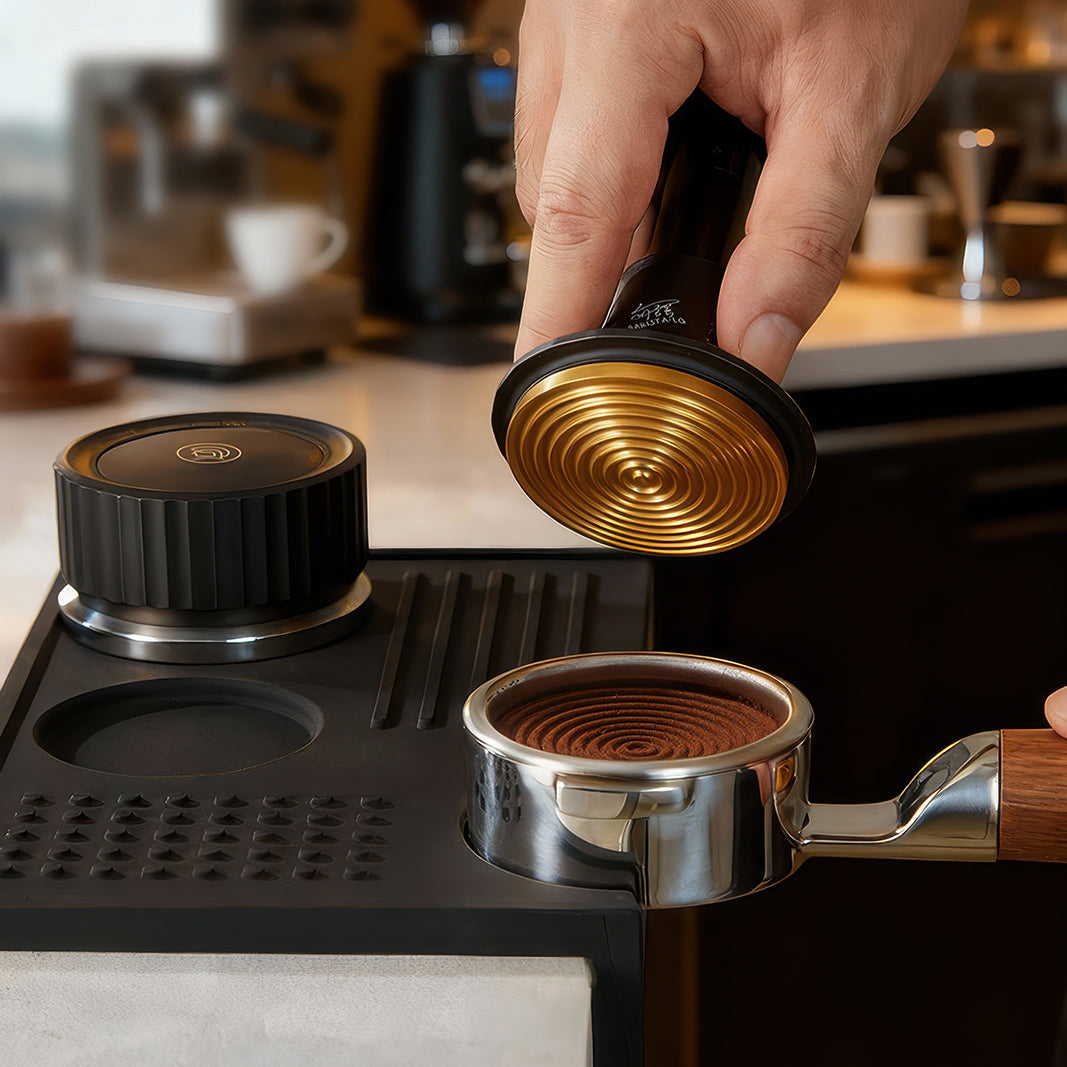 Titanium Spring-Loaded Espresso Tamper – top view | Lastaforest