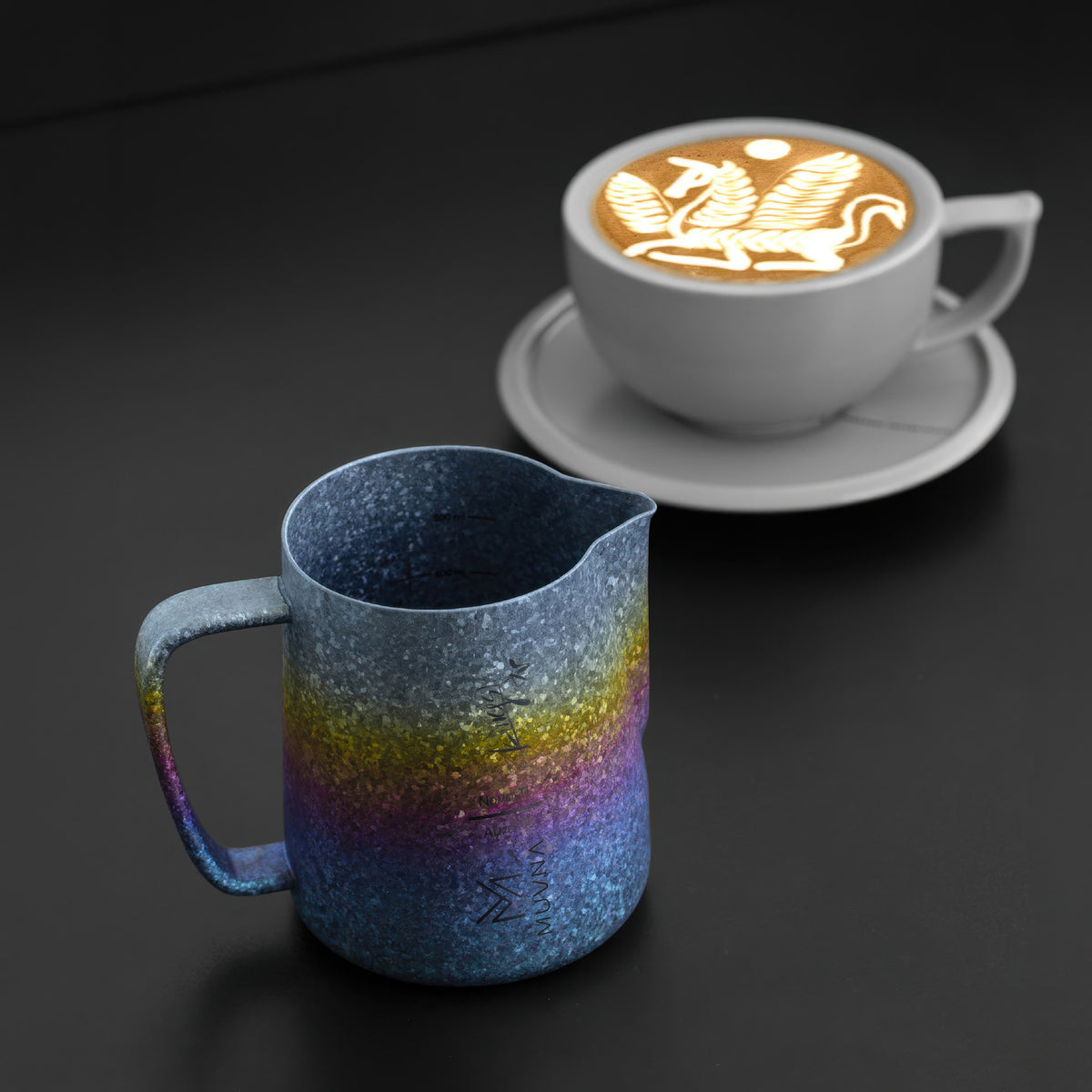 Aurora Crystal Titanium Latte Pitcher – view 7 | Lastaforest