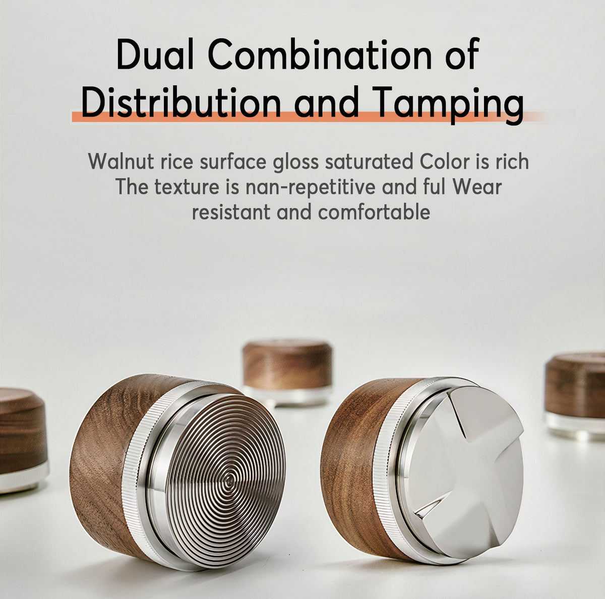 Tamper & Distributor with Wooden Handle – top view | Lastaforest