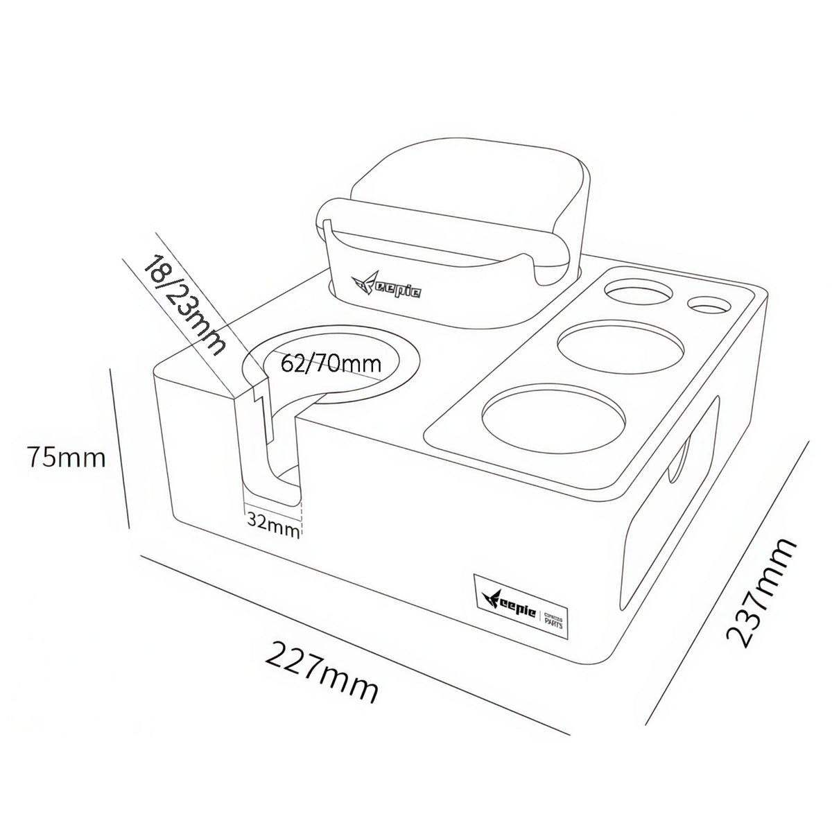 Barista Tamping Station with Knock Box Storage – view 13 | Lastaforest