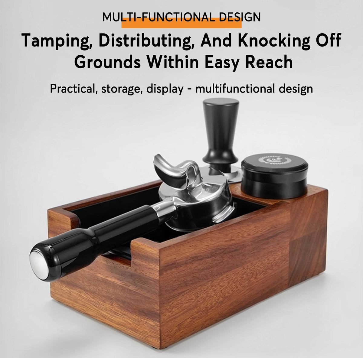 Wooden Coffee Tamper Station with Knock Box – view 6 | Lastaforest
