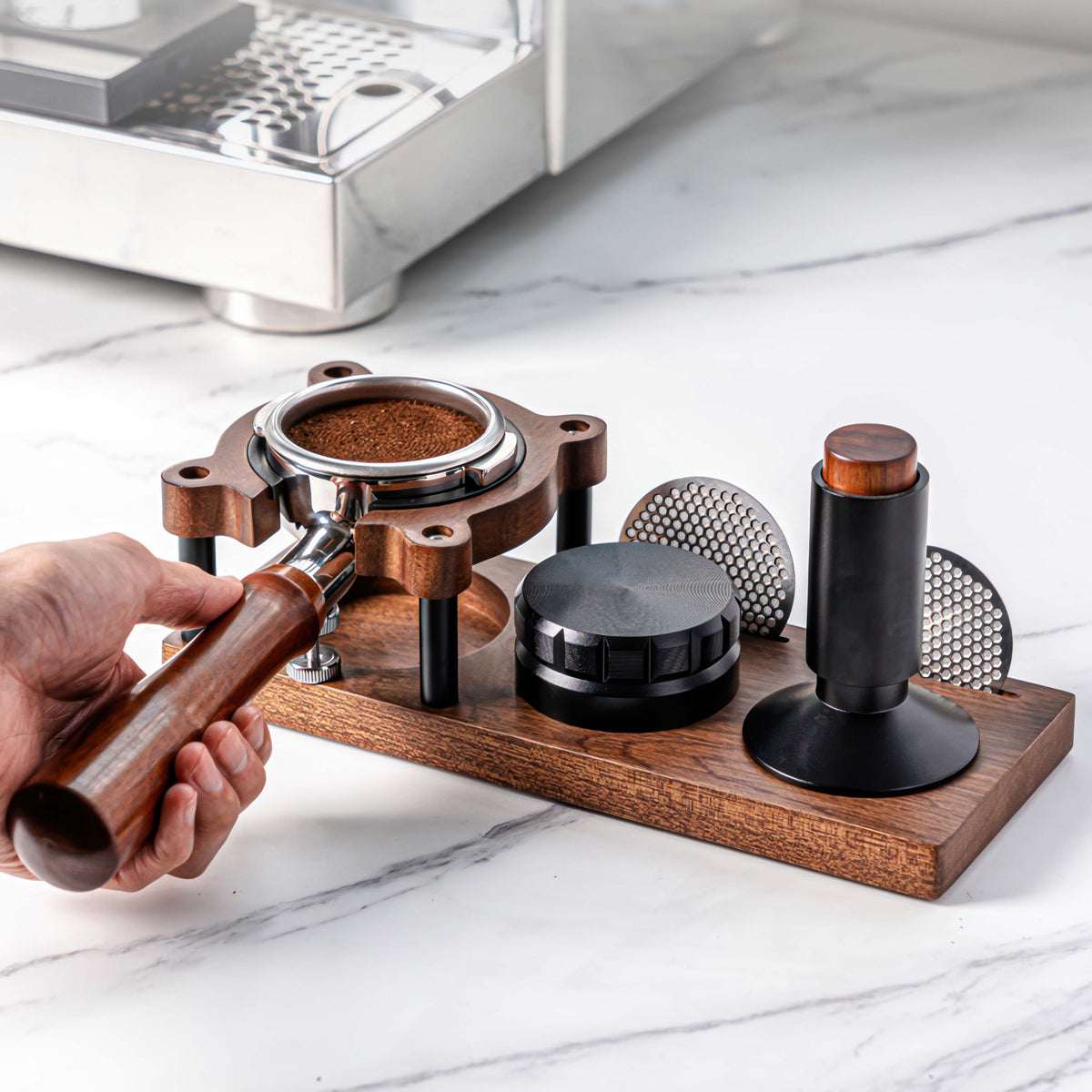 Sapele Wood Espresso Tamper Holder – top view | Lastaforest