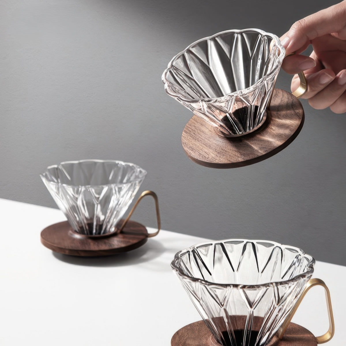 Prisma Walnut Pour-Over Dripper – top view | Lastaforest