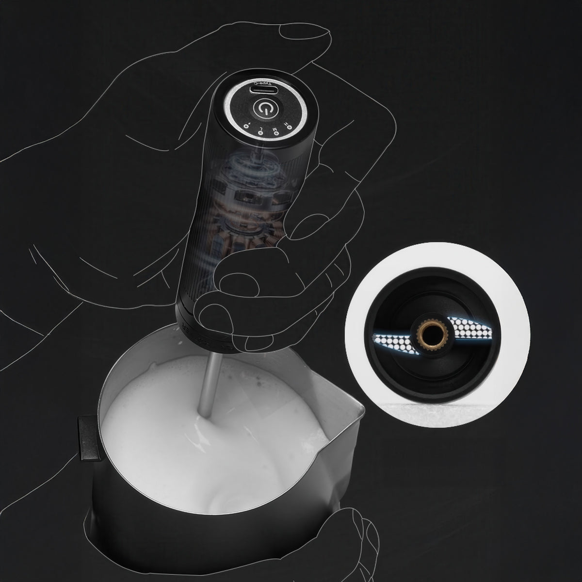 Electric Handheld Milk Frother Rechargeable – view 14 | Lastaforest