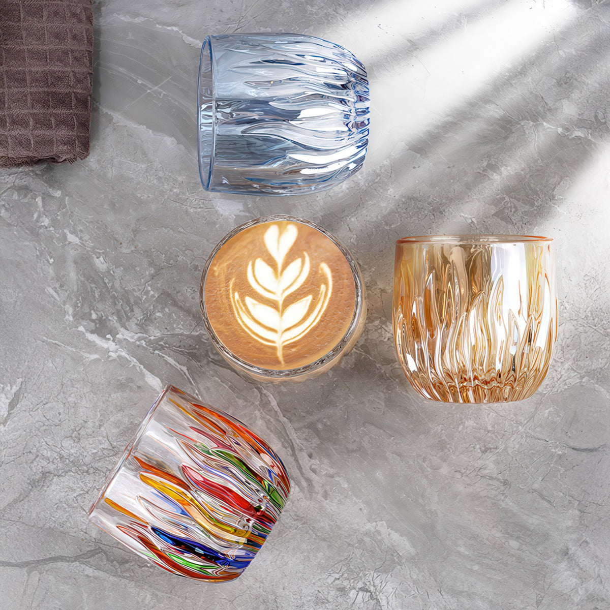 Flame Crystal Cut Glass Coffee Cup – detail view | Lastaforest