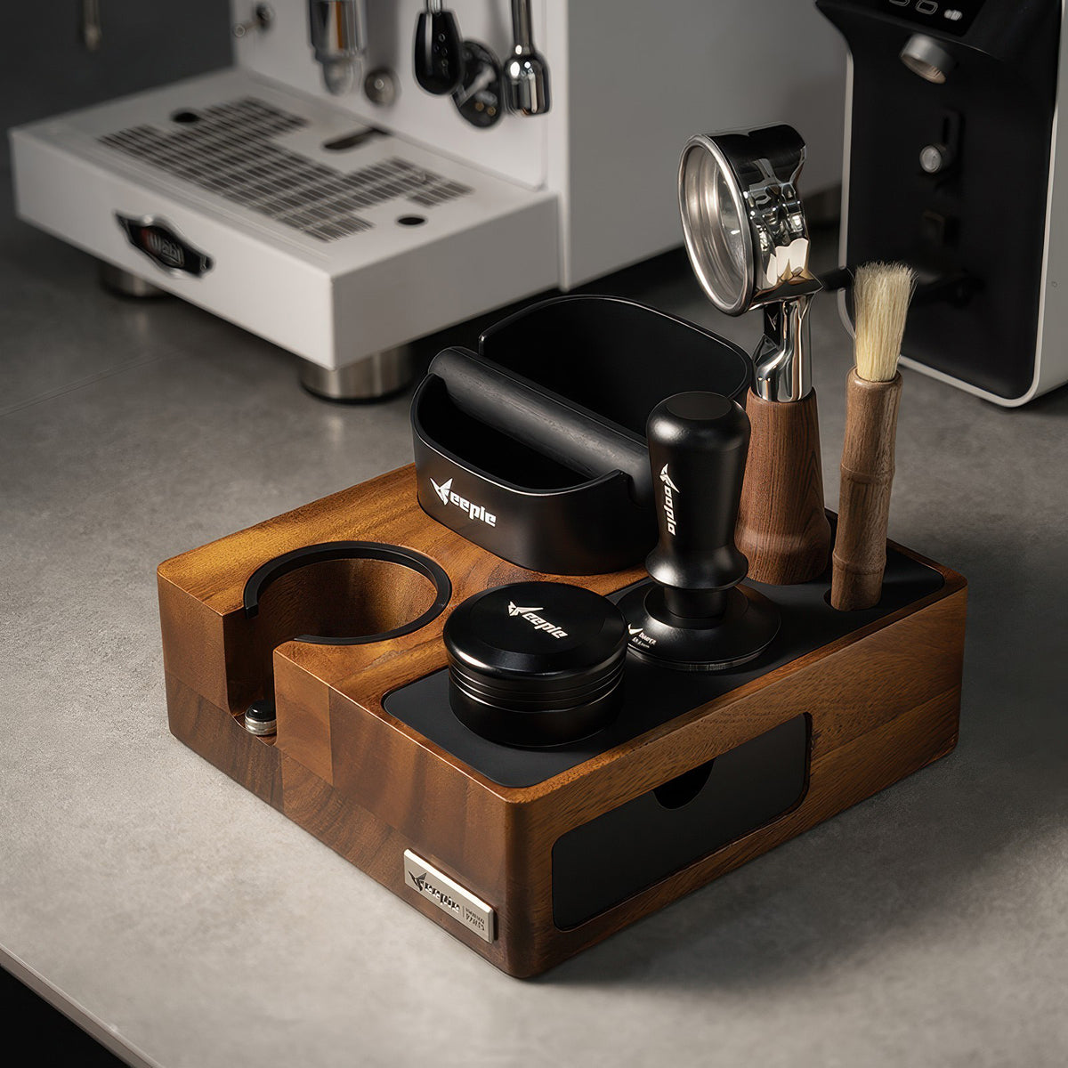 Barista Tamping Station with Knock Box Storage – detail view | Lastaforest