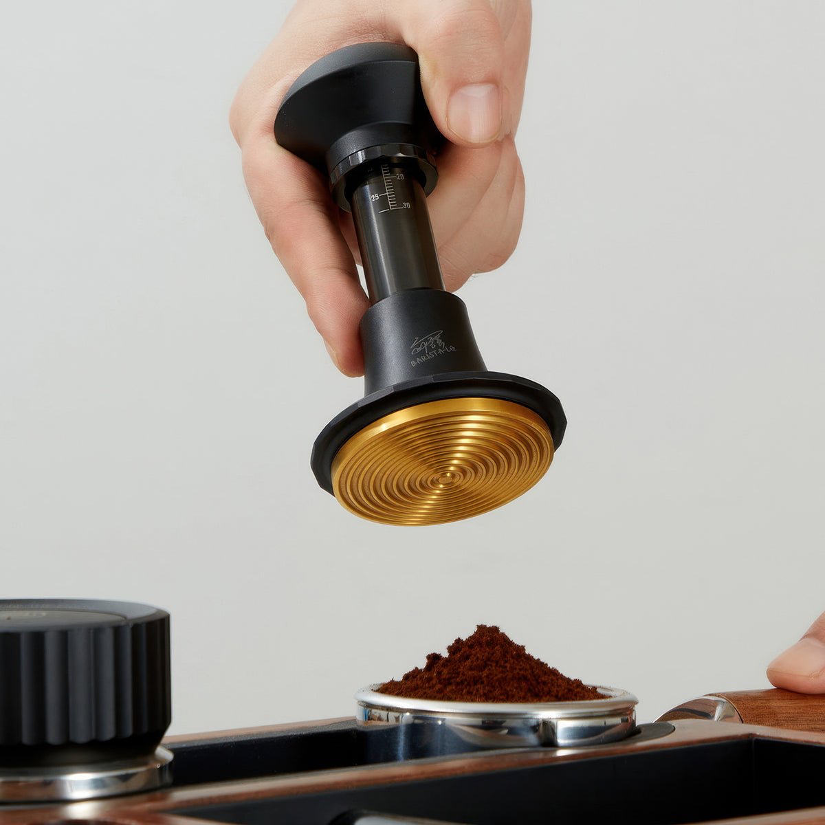 Titanium Spring-Loaded Espresso Tamper – side view | Lastaforest
