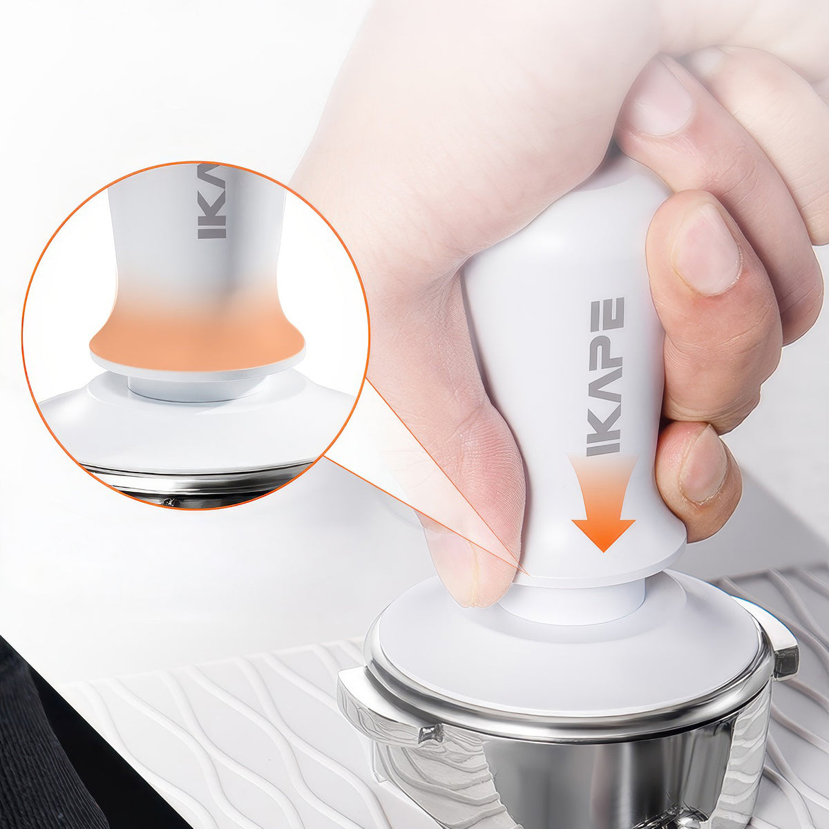 Espresso White Tamper & Distributor – side view | Lastaforest