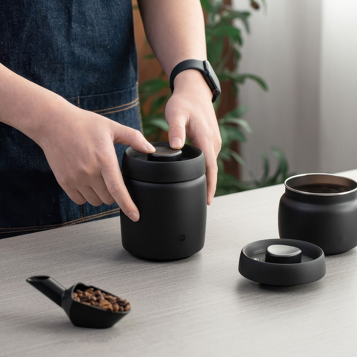 Black Coffee Bean Storage Canister – view 7 | Lastaforest
