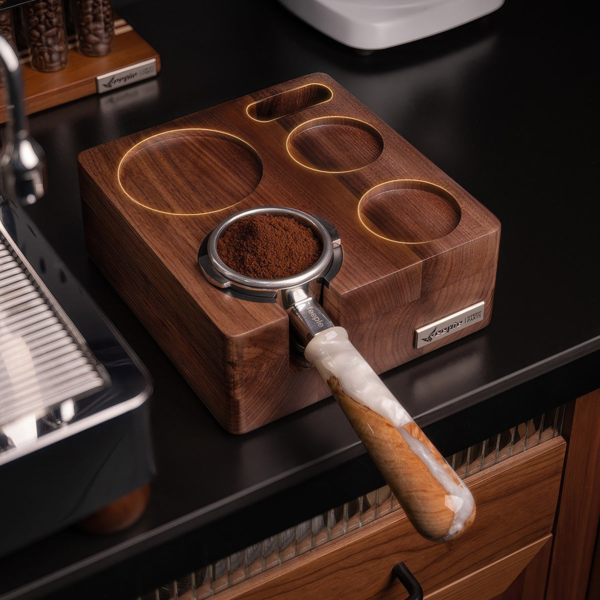 Walnut Wood Coffee Tamping Station – view 6 | Lastaforest