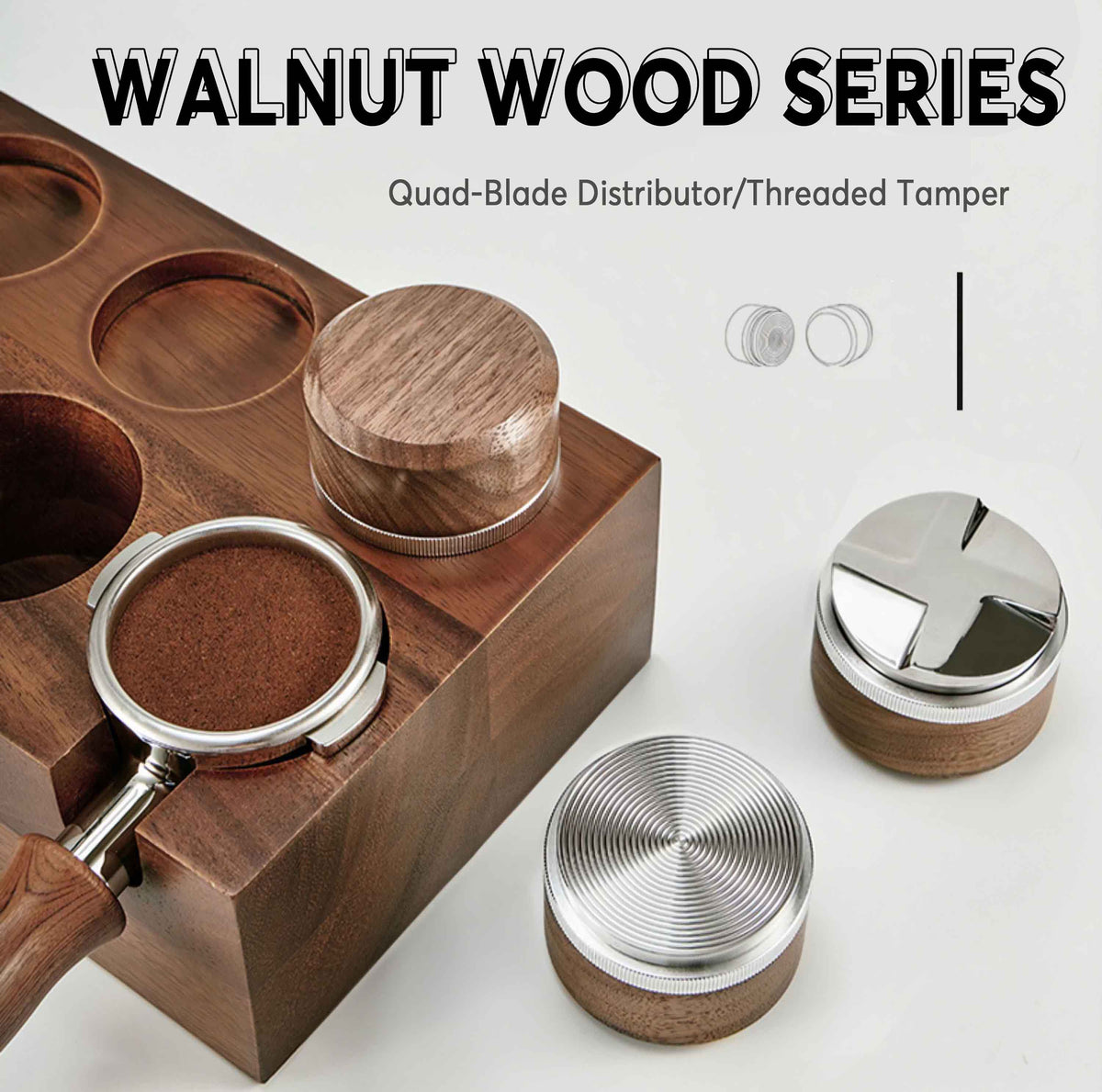 Tamper & Distributor with Wooden Handle – side view | Lastaforest