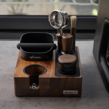 Barista Tamping Station with Knock Box Storage – top view | Lastaforest