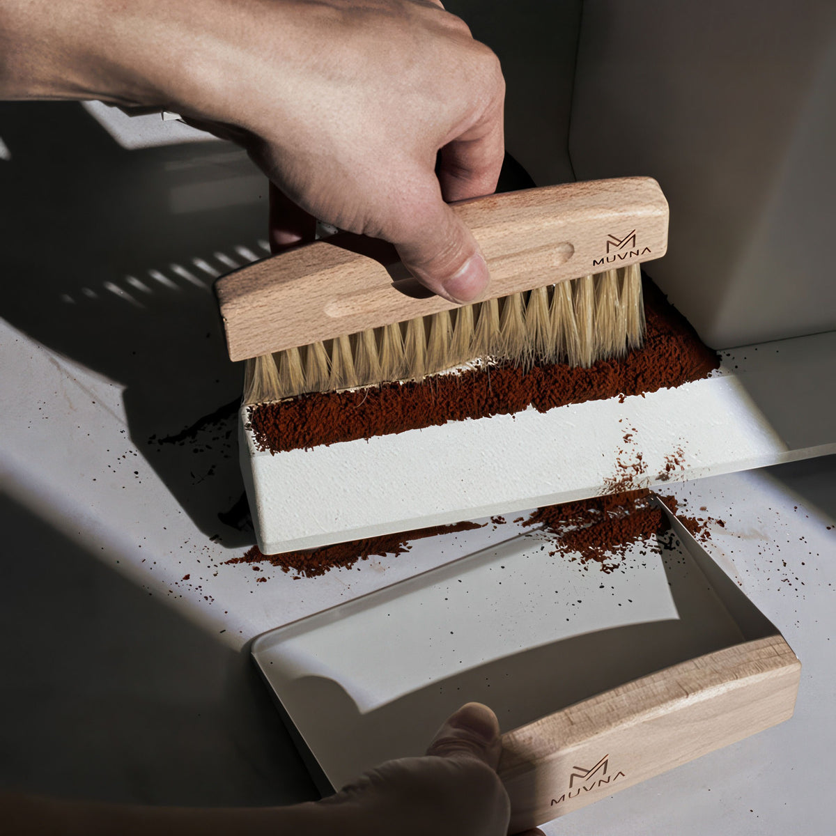 Solid Wood Coffee Cleaning Brush Set – top view | Lastaforest