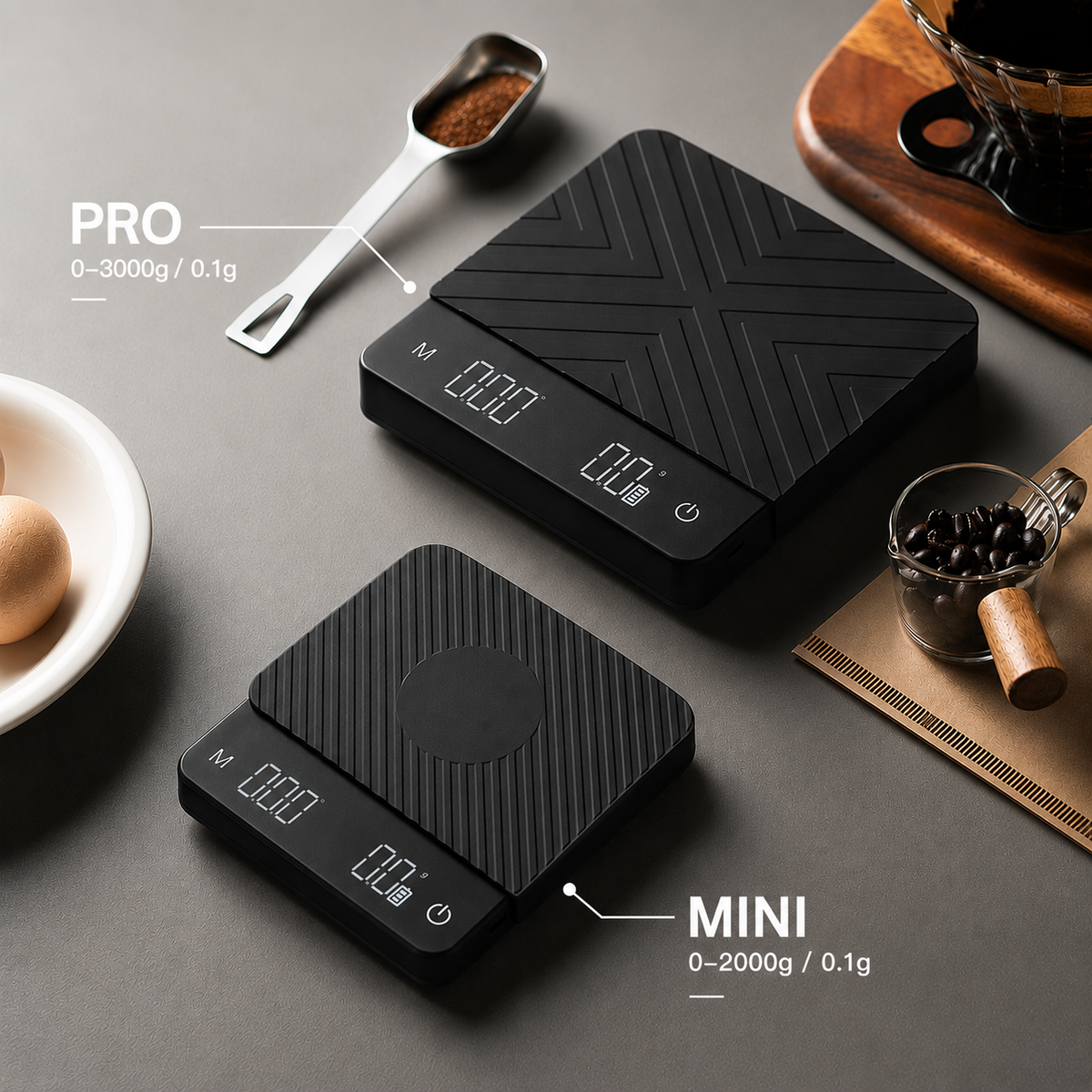 FlowSync Coffee Scale - 0.1g Precision,  Built-In Timer – top view | Lastaforest